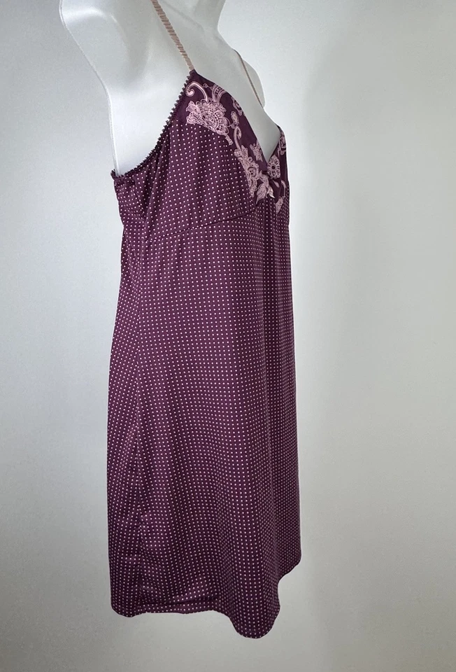 Apt. 9 Intimates 紫色圆点 Chemise 睡袍女式大号 — 第 4/4 张图片