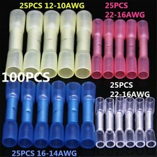 100Pcs Waterproof Heat Shrink Butt Splice Connectors Wire Crimp Terminals