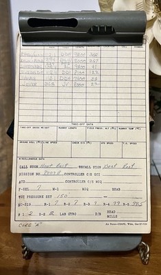 VNTG USAF PILOTS KNEE BOARD WITH ORIGINAL FLIGHT LOGS 1955-57.