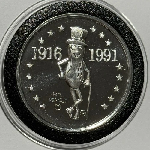 1991 Planters Peanuts Mr. Peanut Rare Coin 1 Troy Oz .999 Fine Silver Round 999