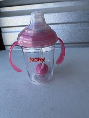 Nuby Pink 2-Handle Weighted Straw No-Spill Trainer Cup 7oz