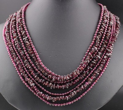 Mine Finds by Jay King Dark Wine Garnet Layered Waterfall Sterling Necklace