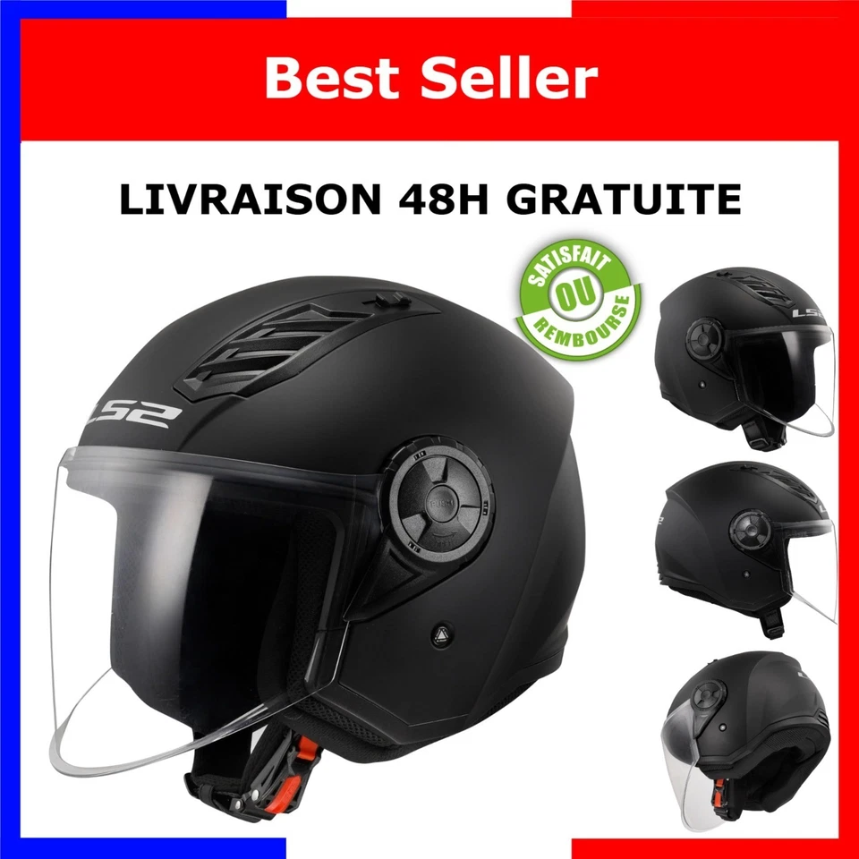 Casque moto jet LS2 Airflow II Blackmat ECE 22.06 Taille S - Photo 1/4