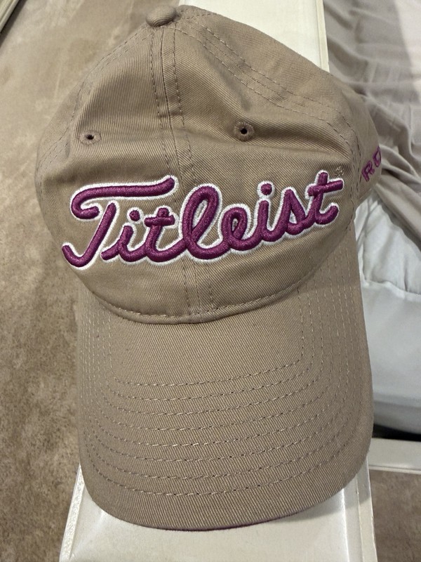 Titleist Performance Golf Hat Tan Beige Pro V1 FJ FootJoy Adjustable Cap