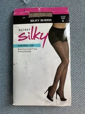 Secret Silky NUDE Size B Control Top REINFORCED Toe Pantyhose 10408
