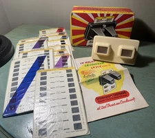 Vintage LESTRADE STEREOSCOPE VIEWER w/12 Slides White with Original Box 1960s