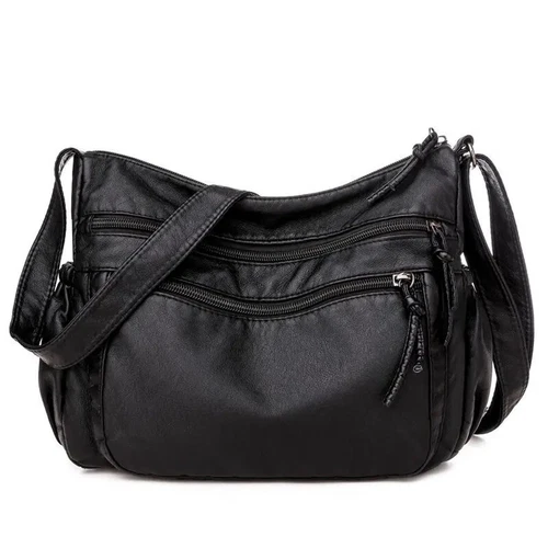 Women New Genuine Leather Brown Purse Shoulder Bag Pockets Cross Body Handbag