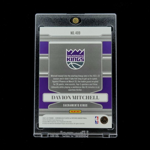 Numbered Blue #/99 Davion Mitchell RC 2021-22 Chronicles Plates & Patches Rookie - Picture 3 of 3