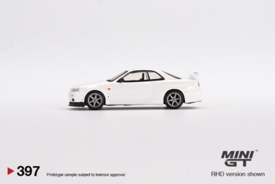 Mini GT 1 64 Nissan Skyline GT-R R34 V-Spec N1 White Diecast Car