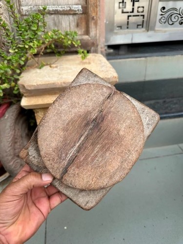1700's Ancient Old Wooden Kitchen cookies Chapati Rolling Plate - 第 6/11 張圖片