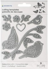 Momenta Birds on a Branch Dies Heart Flower Leaf Cutting Template Rare Retired 
