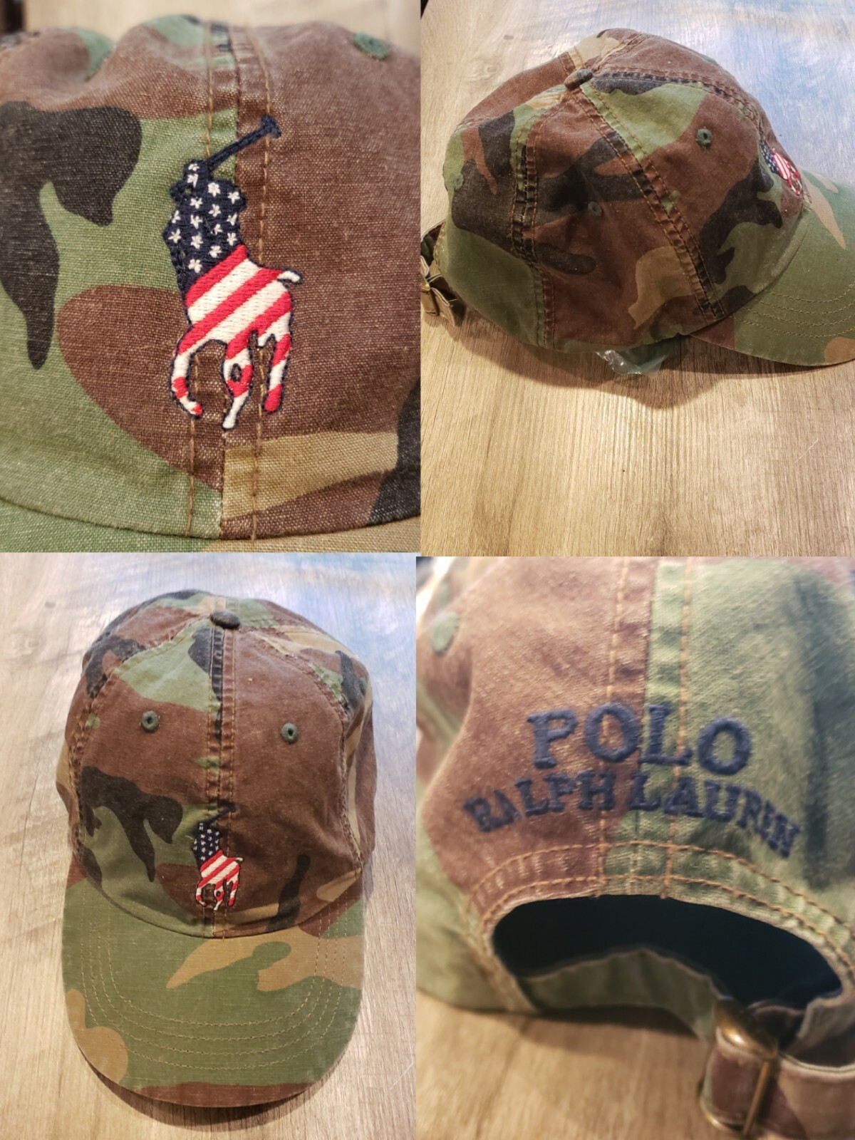 Polo Ralph Lauren berretto da baseball mimetico mimetico bandiera Big Pony OSFA