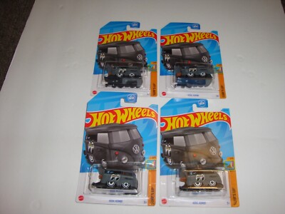 Lot of (4) 2023 Hot Wheels KOOL KOMBI Moon Eyes GREY Surfs Up 2/5