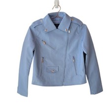 New Lulu's Xs Blue Out For The Night Vegan Leather Moto Jacket Women