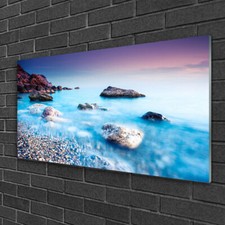 Quadri su Vetro Acrillico 100x50 Arredo Arte Casa Spiaggia di sassi di mare