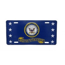 navy military logo seal served with pride green license plate made in usa