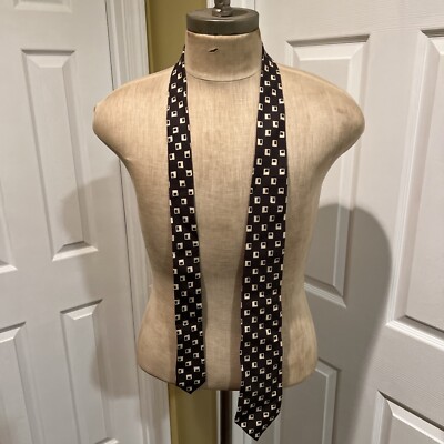 Ralph Lauren Purple Label Brown White With Square Linen Tie (nwt