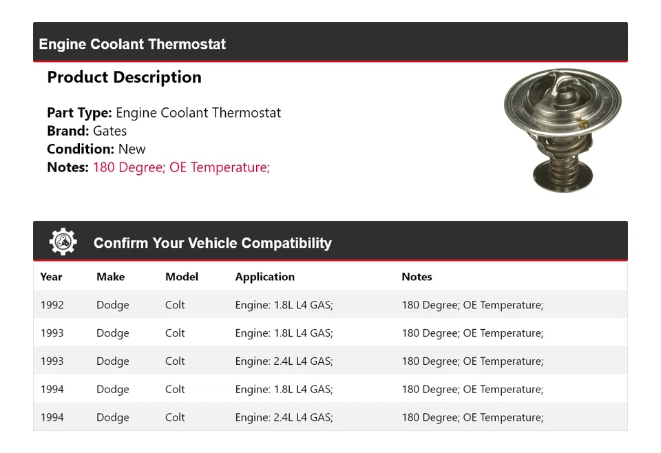 Puertas termostato refrigerante motor Dodge Colt 1992-1994 1993 Foto 2 de 4