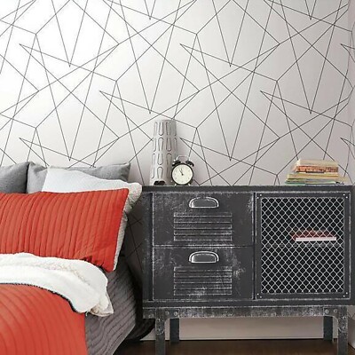 Contemporary Triangle Geometric lines wallpaper black white modern wallcoverings