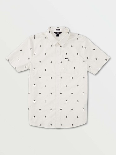 VOLCOM Men's S/S Woven Button Shirt PATTERSON WOVEN - White Flash - XL - NWT