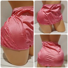 Shadowline Shiny Nylon Floral Lace Panty Full Cut 9/2XL Temptress PINK 17082