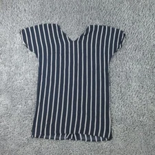 Madewell Shirt Womens Small Blue Striped Back Buttons Button Up V-Neck