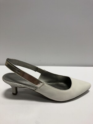 Anne Klein Womens Aileen Slingback Heel White Size 6M