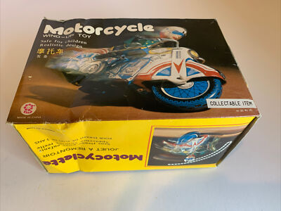 Vintage motorcycle tin wind-up toy MS 702 china 1960's new in box