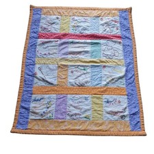 Handmade Vintage Baby Quilt Embroidered Sunbonnet Sue Design 38x46 Inches Multic