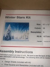 Pixel Hobby Mosaic Winter Stars Kit medium 15” X 12” KIT548 blue, snowy trees