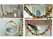 Papageienspielzeug, Freisitz, Badewanne, Schaukel, Hängebrücke, Spielzeugset