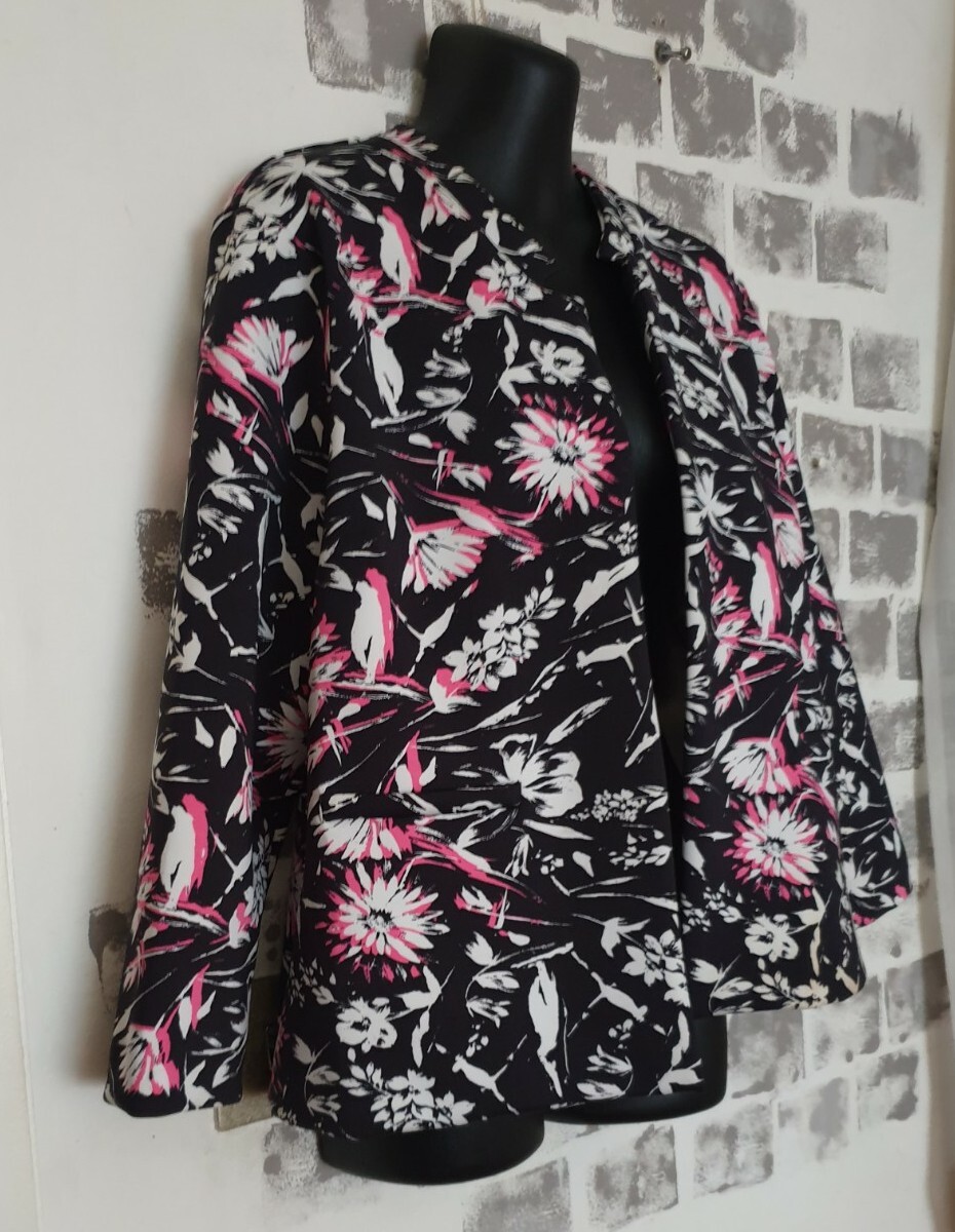PAPAYA Ladies Black Floral Weekend Open Jacket Size 16 eBay