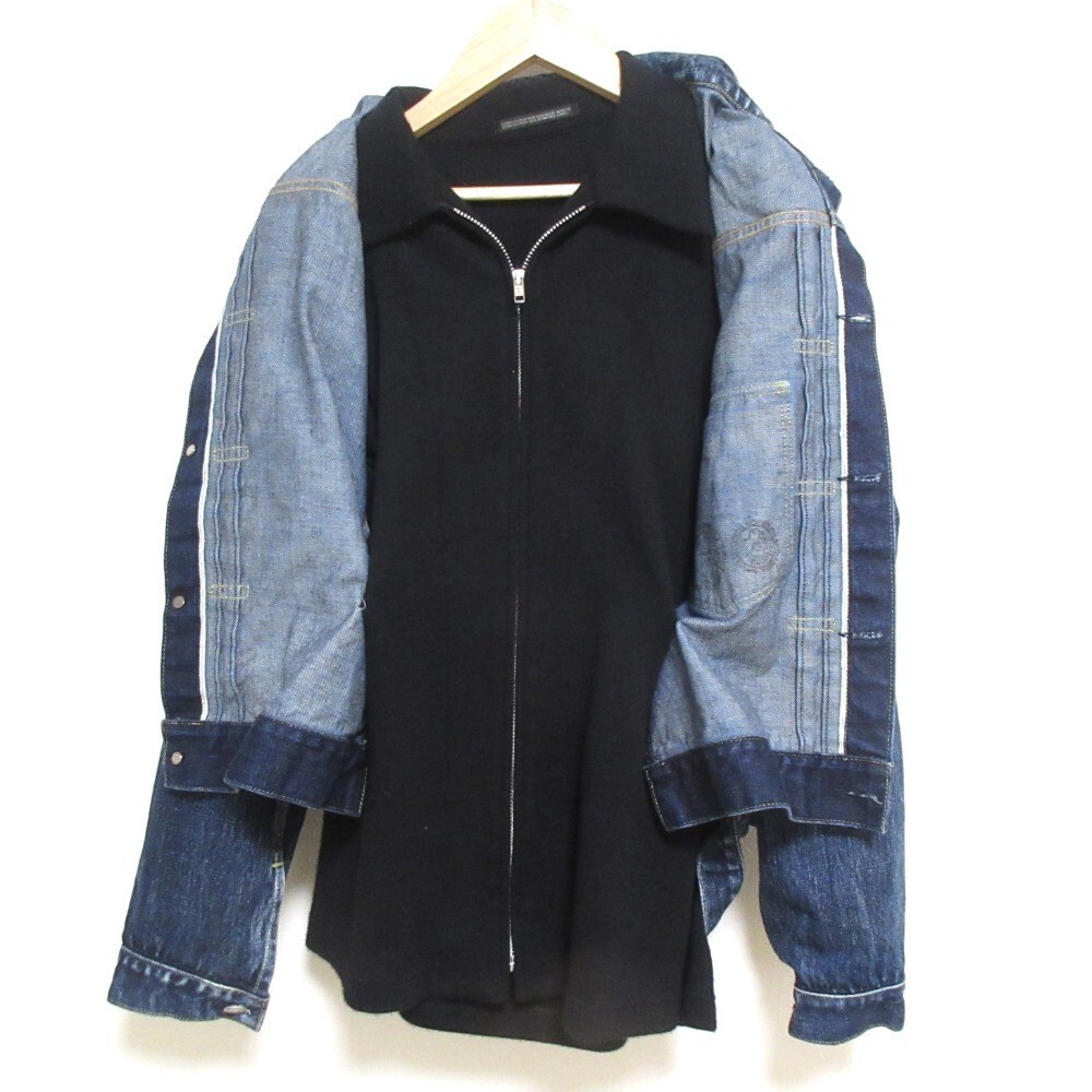 22Ss Yohji Yamamoto Knit Docking Denim Jacket G Size 1 Indigo Blue 