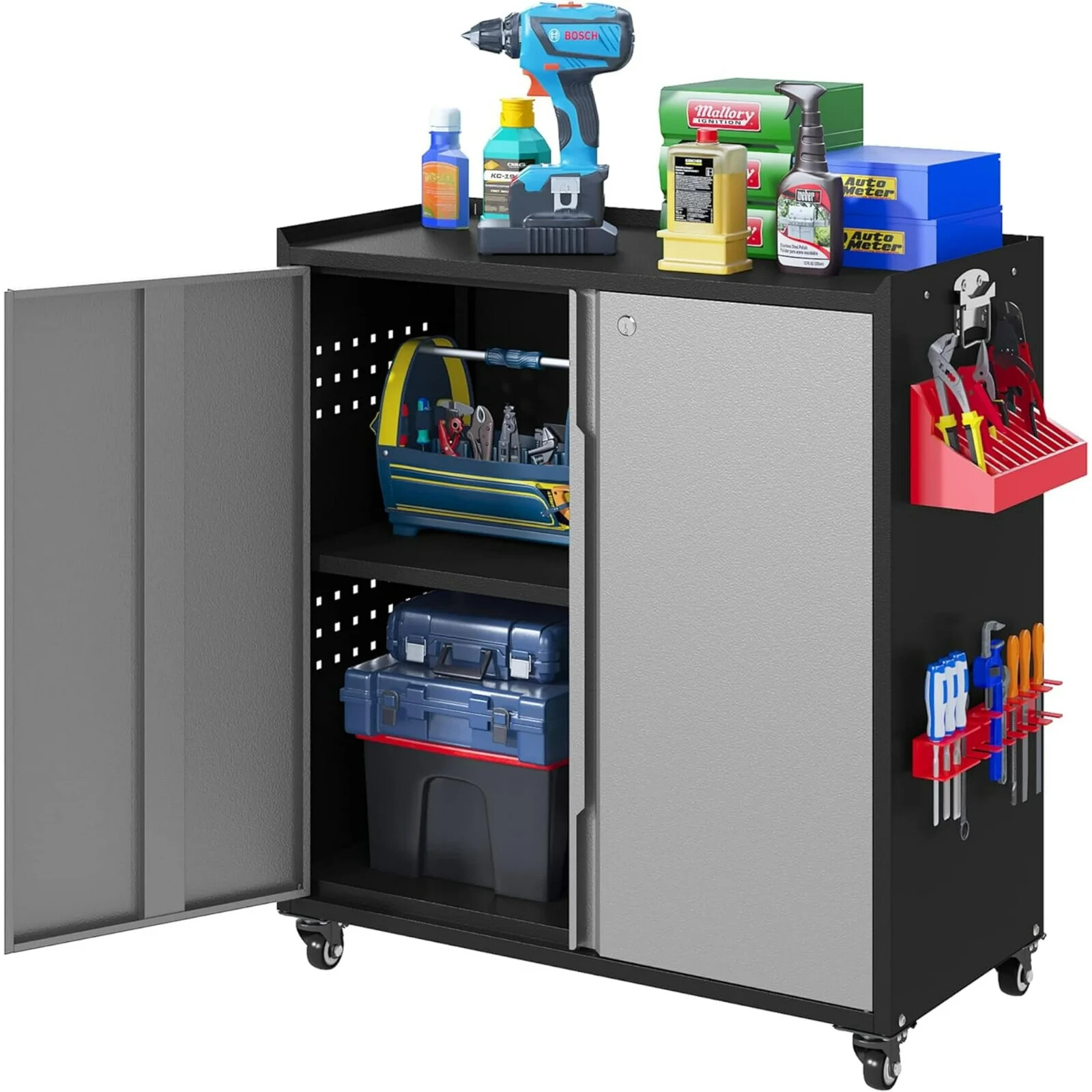 Metal Garage Storage Cabinet with Locking Doors and Adjustable Shelves,34.3
