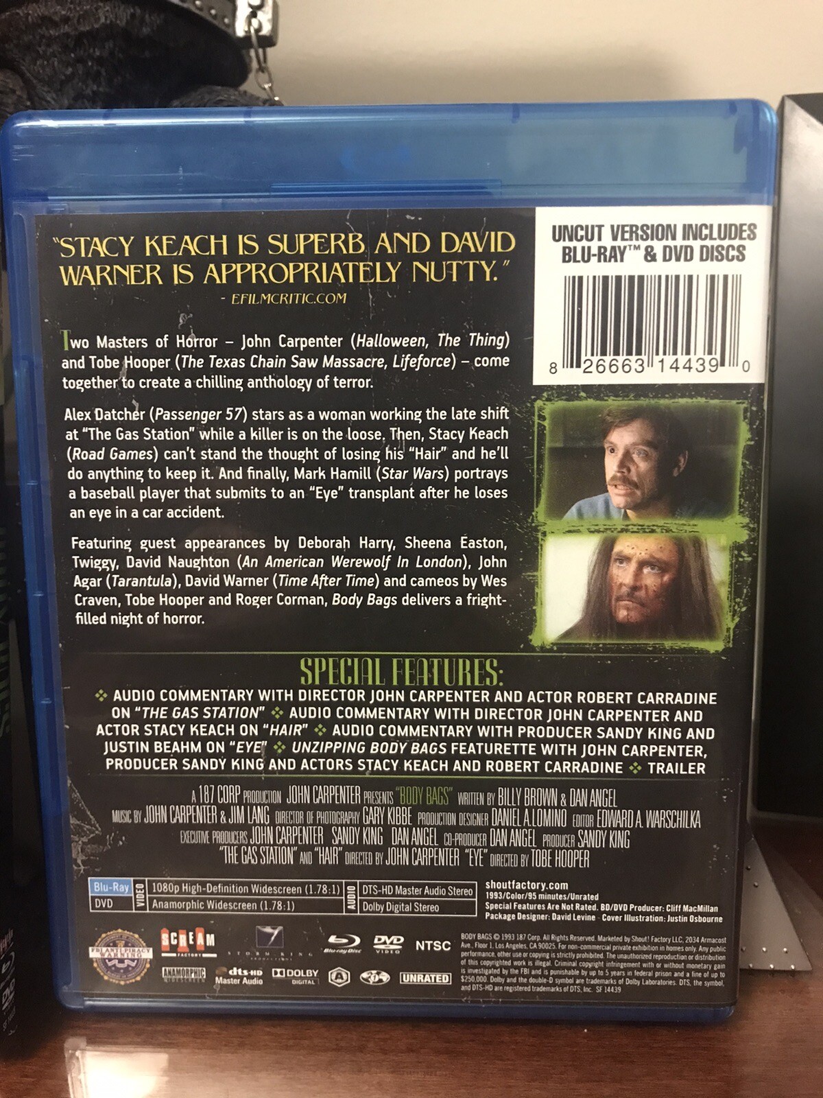 Body Bags (Bluray/DVD, 2Disc Set) John Carpenter, Tobe Hooper W/OOP