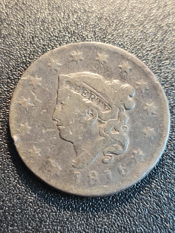 1816 Coronet Head US Copper Large Cent 1C F+