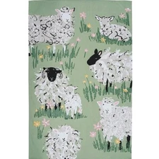 Ulster Weavers Woolly Sheep Pastoral Scene 100% Cotton Tea Towel 29" x 19" Green