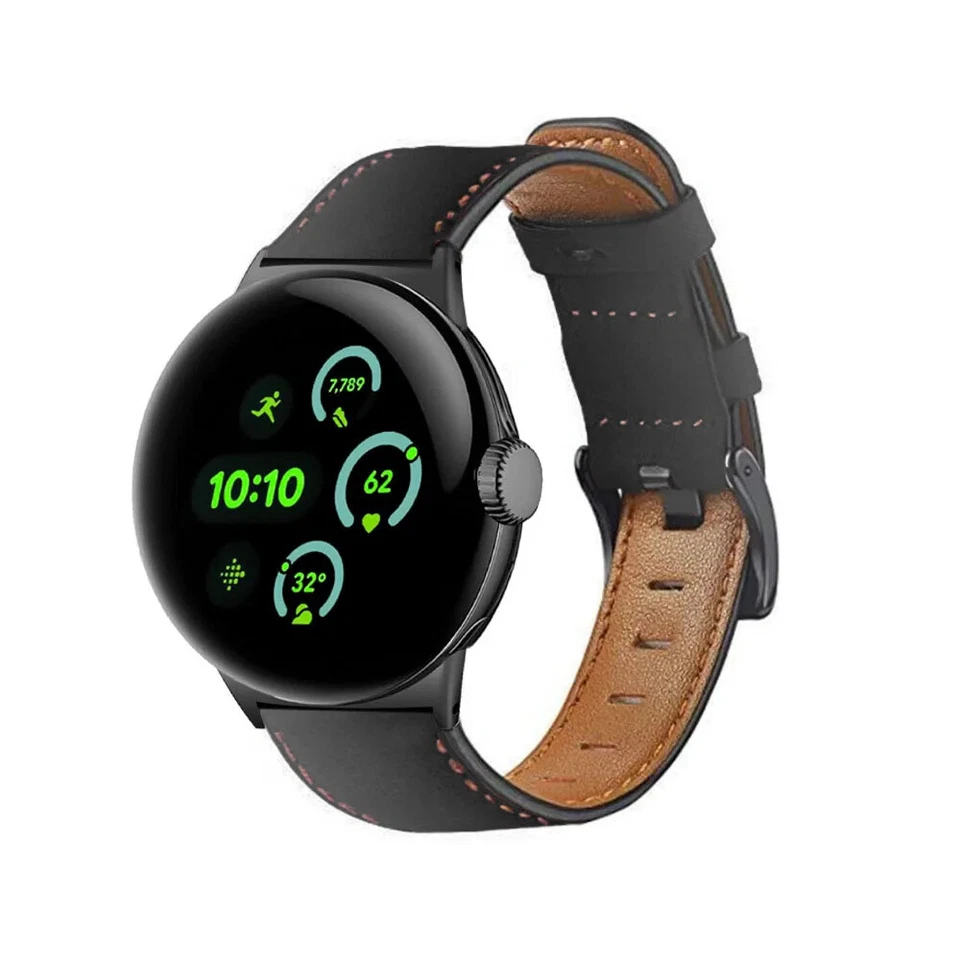 Retro Cowhide Leather Bands Watch Strap for Google Pixel Watch 3 45mm Wristband - Image 3 of 4