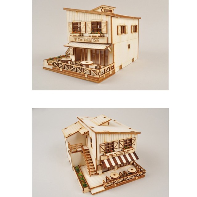 Youngmodeler Hobby Wooden Model Kit - Cozy Café House