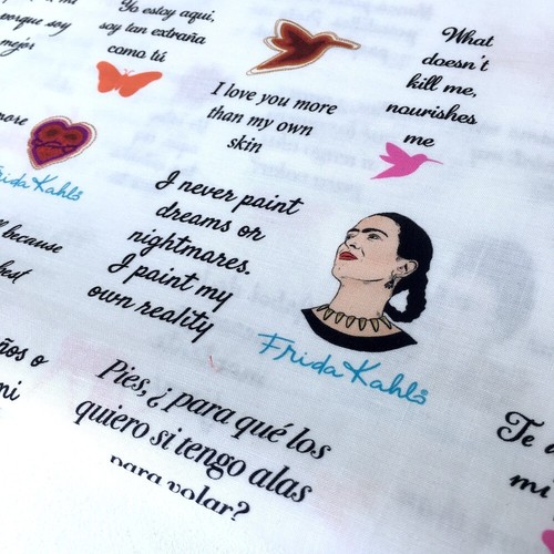 Quilten Baumwolle Robert Kaufman Frida Kahlo Zitate weiß (Meterware) - Bild 4 von 4