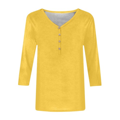 Women's 3/4 Sleeve T Shirts V Neck Tunic Tops Cute Tees Blouses Loose Tee - Picture 4 of 23