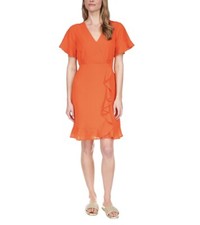 Michael Michael Kors Women's Surplice Neckline Mini Faux Wrap Dress Size S