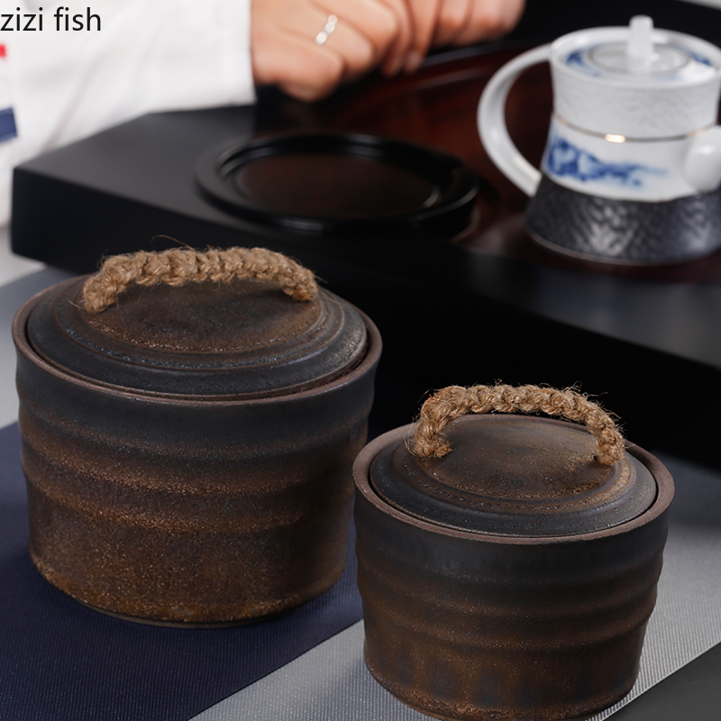 Ceramic Tea Caddy Tea Canister Storage Tank Decorative Jar Tea Box Sealed Jar