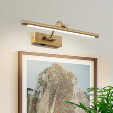 Battery Operated Wireless Picture Light with Remote  Dimmable 16" Brass Lamp