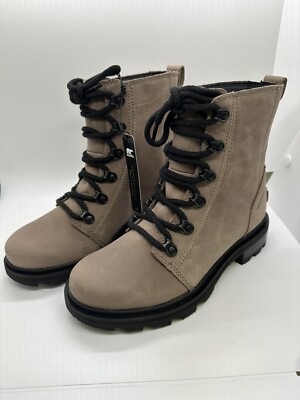 Sorel Women's Lennox Lace Up Boots Taupe Leather Waterproof