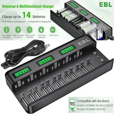 EBL Smart Charger for AA AAA C D Size 9V Rechargeable Batteries