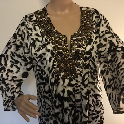 neiman marcus exclusive L beaded blouse