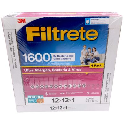 Ultra Allergen Filters Bacteria & Virus Air Filter | Merv 12 | MPR1600 | 4 Pack