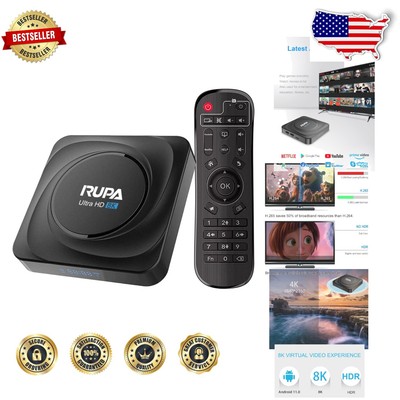 Smart 8K Android TV Box 11.0 with HDMI 2.1, Dual Wi-Fi 5.0, and 128GB Storage