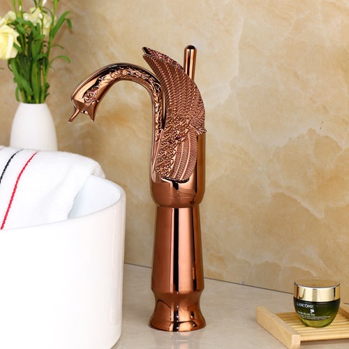 Bathroom Swan Design 1 Lever Basin Sink MixerVintage Brass Faucet Taps Deck